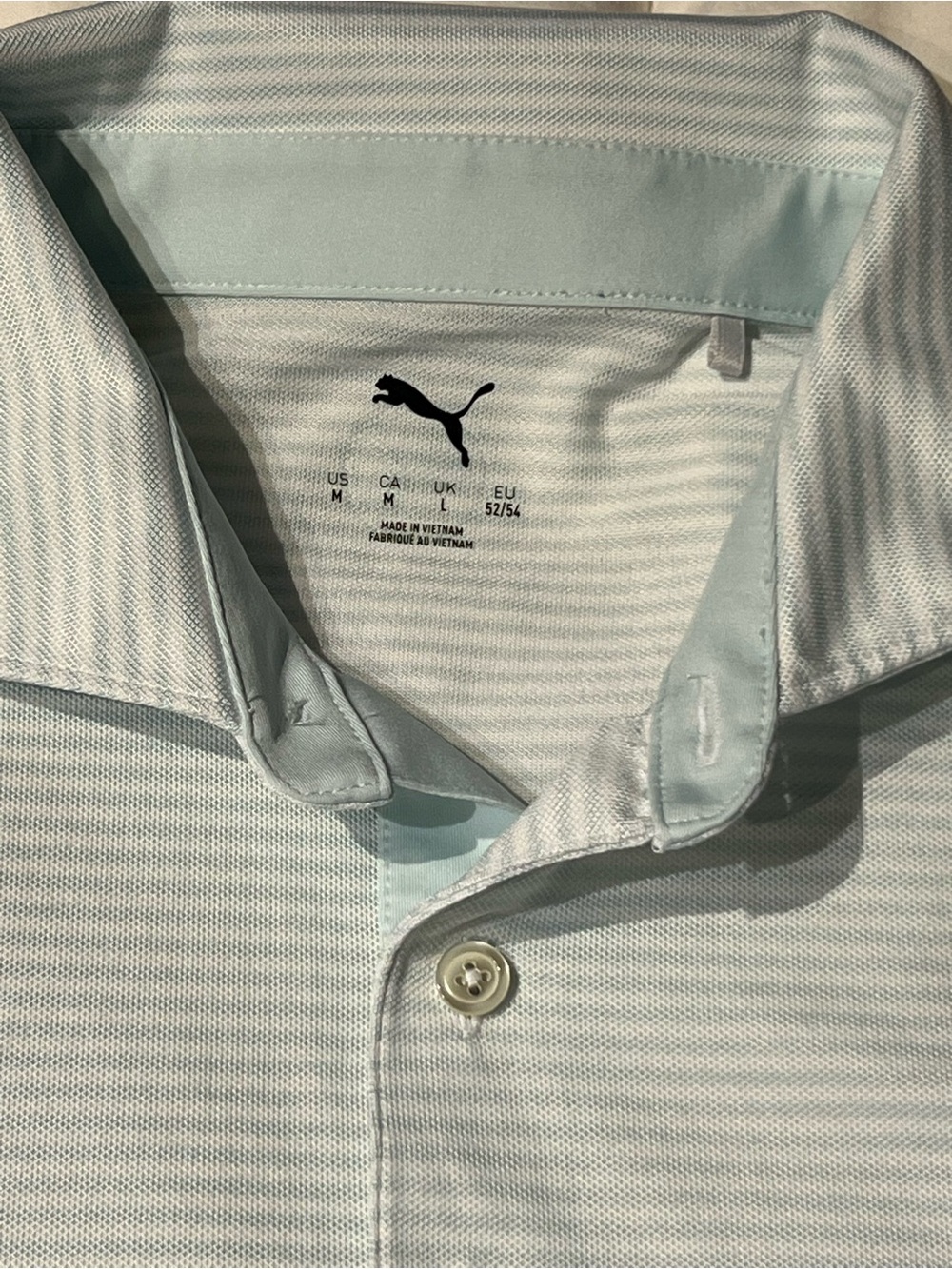 Puma Men's Mint Green Micro-Stripe Polo - Picture 2 of 7